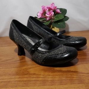 Hot Kiss Leather Canvas High Heel Shoes Size 9M